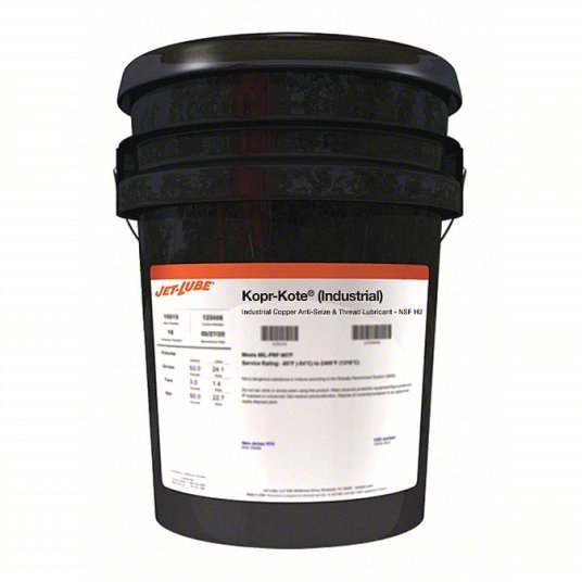 Jet-Lube 10092 General Purpose Anti-Seize 2.5 gal Container Size, Pail, Copper, Graphite, Kopr-Kote, Jet-Lube - KVM Tools Inc.KV10D822
