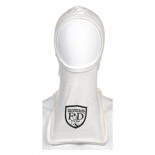 Fire - Dex H61NLNB Fire Hood Nomex(R)/Lenzing FR(R), 6 oz Fabric Wt, Notched Shoulder, 13 in Lg, 2, White - KVM Tools Inc.KV13P331