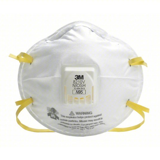 3M 8210V Disposable Respirator Dual, Non - Adj, Metal Nose Clip, Std, White, Universal Mask Size, 10 PK - KVM Tools Inc.KV14F203