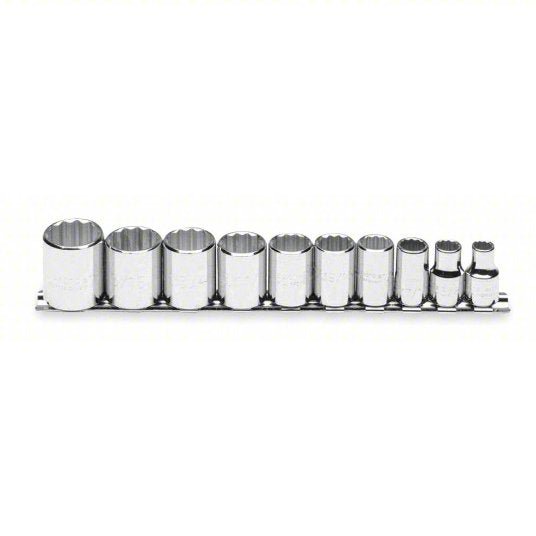 Proto J52118 Socket Set 3/8 in Drive Size, 10 Pieces, 5/16 in to 7/8 in Socket Size Range, (10) 12 - Point - KVM Tools Inc.KV1AC77