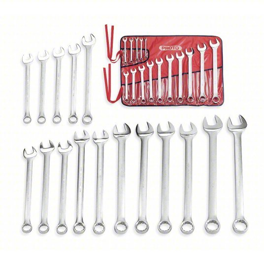 Proto J1200 - 90ASD Combination Wrench Set Alloy Steel, Satin, 31 Tools, 5/16 in to 2 1/2 in Range of Head Sizes - KVM Tools Inc.KV449N96