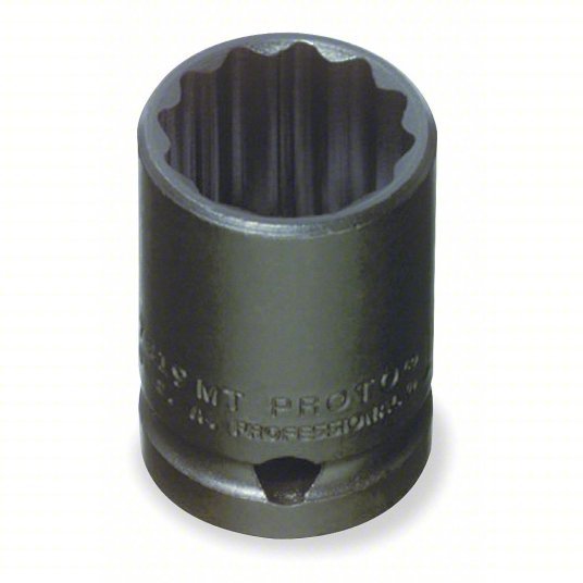 Proto J7412MT Impact Socket 1/2 in Drive Size, 12 mm Socket Size, 12 - Point, Std, Black Oxide - KVM Tools Inc.KV1FL52