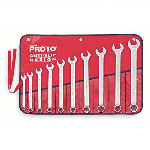 Proto J1200GHASD Combination Wrench Set Alloy Steel, Satin, 10 Tools, 7/16 in to 1 in Range of Head Sizes - KVM Tools Inc.KV449P48