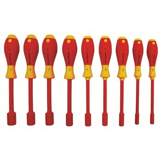 Wiha 32288 Solid Round Shank Nut Driver Set SAE, 11 3/8 in, 5/16 in Bolt Clearance, 5 in Shank Lg - KVM Tools Inc.KV26X274