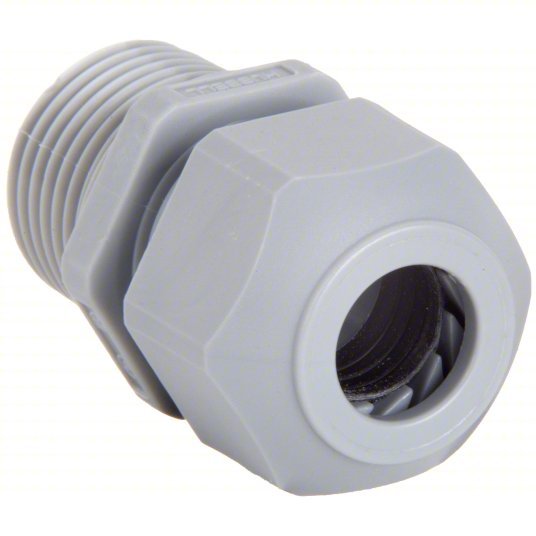 Hubbell SEC50GA Liquid Tight Cord Connector Nylon, 1/2 in MNPT, 0.17 in to 0.45 in, Gray - KVM Tools Inc.KV2DPE5