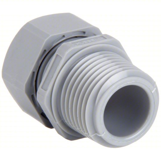 Hubbell SEC50GA Liquid Tight Cord Connector Nylon, 1/2 in MNPT, 0.17 in to 0.45 in, Gray - KVM Tools Inc.KV2DPE5
