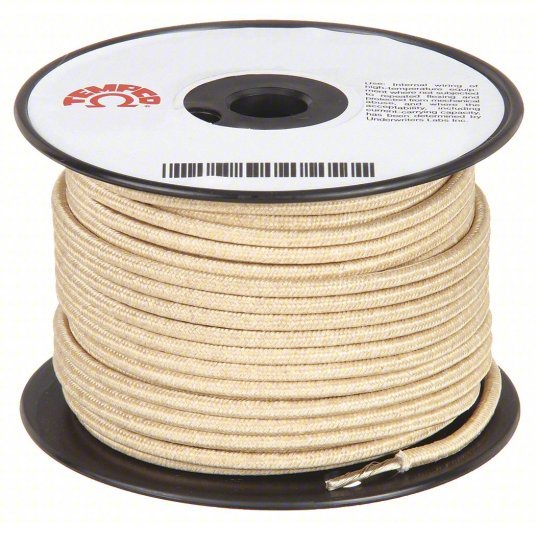 Tempco LDWR-1014 High Temp Lead Wire 12 AWG Wire Size, Natural, 100 ft Lg, MG - KVM Tools Inc.KV2KE39