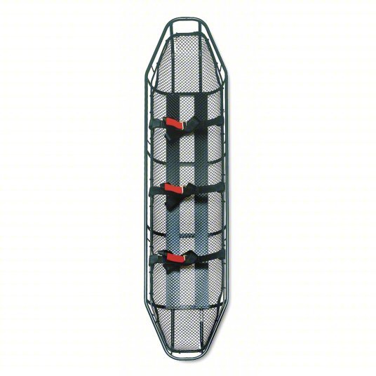 Ferno RE1107 Basket Stretcher, 82 1/2 in Lg, 18 in Wd, 7 1/4 in Ht, Black, Flat Steel - KVM Tools Inc.KV2LBB8