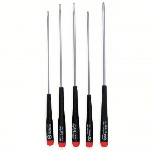 Wiha 26192 Precision Screwdriver Set 5 Pieces, Phillips/Slotted Tip, 1/8 in/3/32 in/5/32 in Tip Size - KVM Tools Inc.KV2MPK5