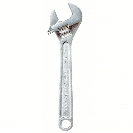 Stanley 87 - 369 Adjustable Wrench Alloy Steel, Chrome, 8 in Overall Lg, 1 in Jaw Capacity, Plain Grip - KVM Tools Inc.KV2MU44