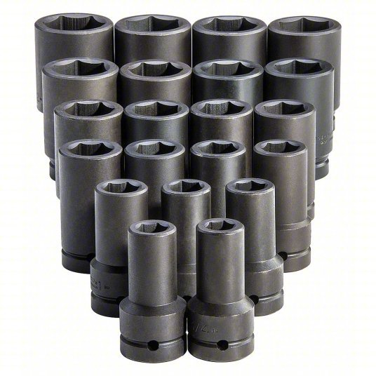 Proto J76121 Impact Socket Set 1 in Drive Size, 21 Pieces, 3/4 in to 2 in Socket Size Range, (21) 6 - Point - KVM Tools Inc.KV33HD85