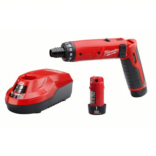 Milwaukee 2101 - 22 M4 1/4" Hex Screwdriver Kit, Includes Cordless Screwdriver, 2 Batteries, Charger - KVM Tools Inc.KV34G855