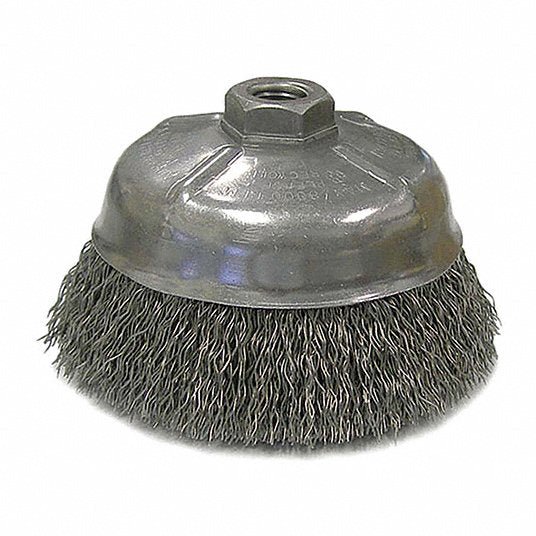 Weiler 14206 Cup Brush Crimped Steel, 5 in Dia, 0.014 in Fill Dia, 5/8" - 11 Arbor - KVM Tools Inc.KV36RC84