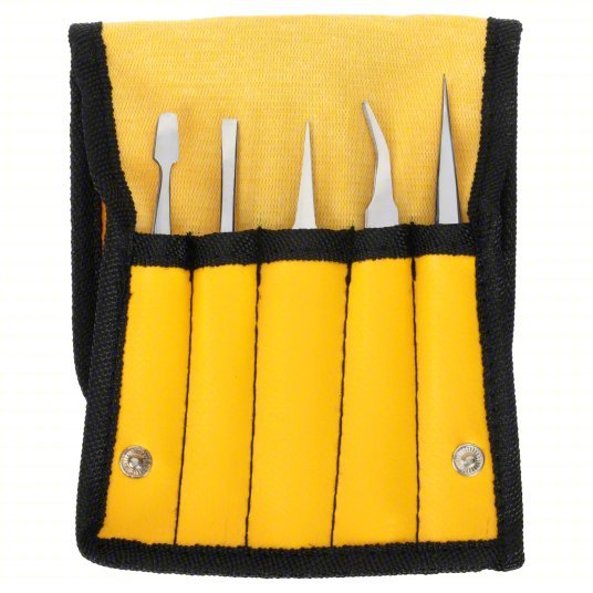 Aven 18473 Tweezer Set Stainless Steel, Flat/Point, Curved/Straight Tip - KVM Tools Inc.KV3LJZ2