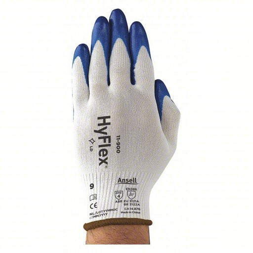 Hyflex 11-900 Coated Gloves L ( 9 ), Smooth, Nitrile, Palm, Dipped, ANSI Abrasion Level 4, Knit Cuff, 1 PR - KVM Tools Inc.KV4JU97