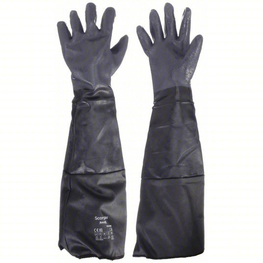 Alphatec 19-026 Chemical Resistant Gloves 85 mil Glove Thick, 26 in Glove Lg, Black, 8 Glove Size, 1 PR - KVM Tools Inc.KV3PXJ5