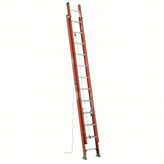 Werner D6224-2 Extension Ladder 24 ft Industry Ladder Size, 21 ft Extended Ladder Ht, D-Rung, 52 lb Net Wt - KVM Tools Inc.KV3W139