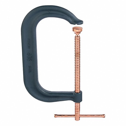 Wilton 408 - P Spatter Resistant C - Clamp Extra Heavy Duty, V - Grooved, Swivel, Sliding T Handle - KVM Tools Inc.KV41D477