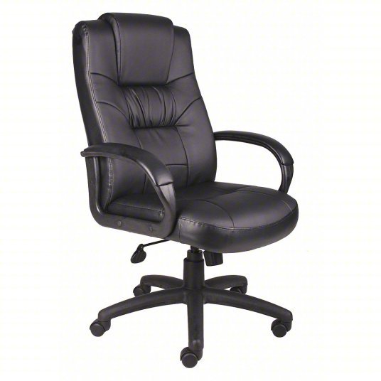 KVM Tools KV452R17 Office Chair Black, Leather Material, 30 in Back Ht, 20 1/2 in Seat Wd, Black Frame - KVM Tools Inc.KV452R17