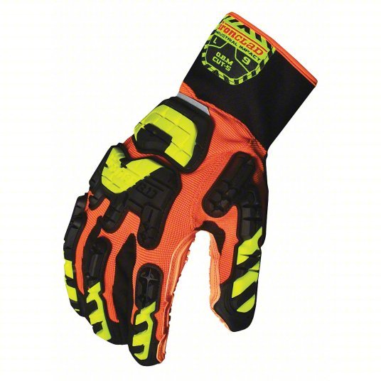 Ironclad VIB - OBMC5 - 04 - L Mechanics Gloves Vibram(TM) Vulcanized Rubber, Black/ Hi - Visibility Yellow/ Orange, 1 PR - KVM Tools Inc.KV48XZ01