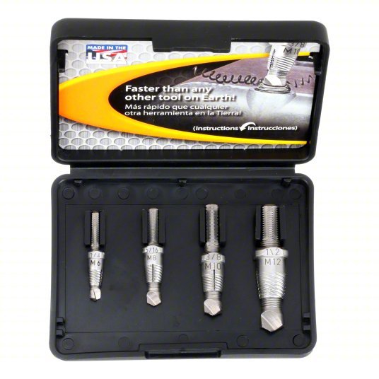 Alden 4017P Screw Extractor Set 4 Pc, Single End Extractor Bit, Size #1/#2/#3/#4 - KVM Tools Inc.KV4DZK6