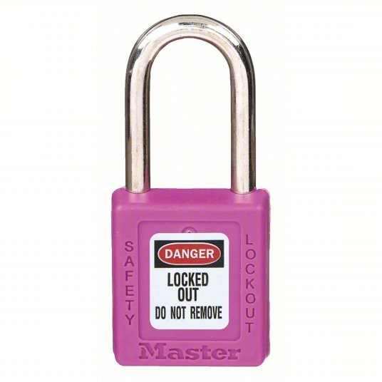 Master Lock 410PRP Lockout Padlock Keyed Different, Thermoplastic, Std Body, Metal, Purple - KVM Tools Inc.KV4FG02