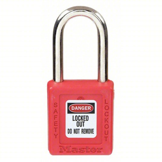 Master Lock 410RED Lockout Padlock Keyed Different, Thermoplastic, Std Body Body Size, Metal, Std, Red - KVM Tools Inc.KV4FG03