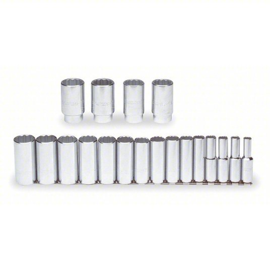 Proto J54105 Socket Set 1/2 in Drive Size, 19 Pieces, 3/8 in to 1 1/2 in Socket Size Range, (19) 12 - Point - KVM Tools Inc.KV4JW25