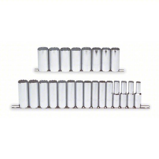 Proto J54201 Socket Set 1/2 in Drive Size, 23 Pieces, 10 mm to 32 mm Socket Size Range, (23) 12 - Point - KVM Tools Inc.KV4JW29