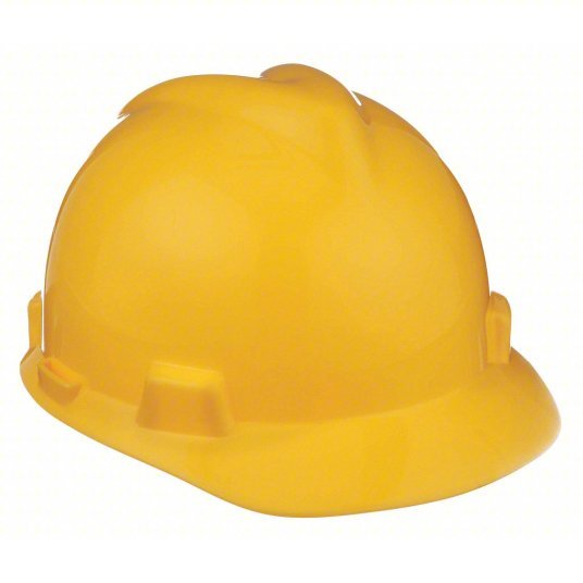MSA 463944 Hard Hat Yellow, No Graphics, Polyethylene, Side - Slots, Basic Colors, V - Gard - KVM Tools Inc.KV4LP02