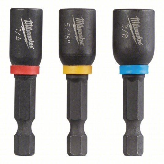 Milwaukee 49-66-4561 Nutsetter Set English/Imperial, 1/4 in_5/16 in_3/8 in Fastening Size, 1 7/8 in Overall Lg - KVM Tools Inc.KV4RRP3