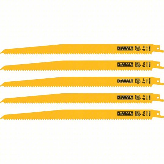 Dewalt DW4804 Reciprocating Saw Blade 6 Teeth per Inch, 12 in Blade Lg, 3/4 in Ht, Tapered Back, 5 PK - KVM Tools Inc.KV4TF55