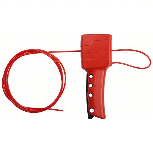 Brady 50941 Cable Lockout Pinch Point/Tab Cinching, Includes Cable, Nylon, 8 ft Cable Lg, Red - KVM Tools Inc.KV5TA70