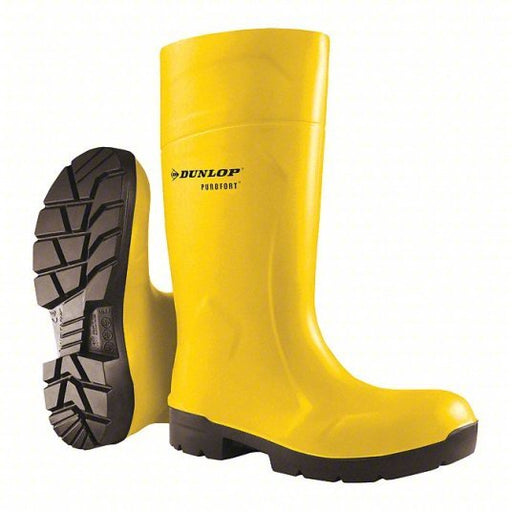 Dunlop 6123155.13 Rubber Boot, Polyurethane/Purofort®, Black/Yellow, 13, Std Ht, 1 PR - KVM Tools Inc.KV52WP35