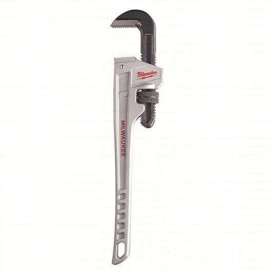 Milwaukee 48 - 22 - 7218 Pipe Wrench: Aluminum, 2 1/2 in Jaw Capacity, Serrated, 18 in Overall Lg, Ergonomic - KVM Tools Inc.KV52XH88
