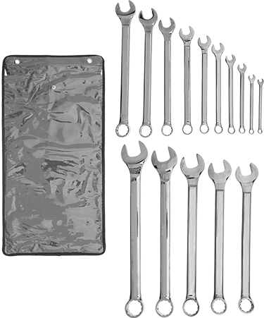McMaster 5314A99 Polished Chrome - Plated Combination Wrench with 12 - Point Openings, 15 - Piece Metric Set - KVM Tools Inc.KV5314A99
