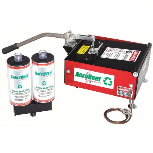 Newstripe 10004721 Aerosol Can Recycling System 3 Can Capacity, 96% Biodegradable Drum Vent Filter Features - KVM Tools Inc.KV53JT43