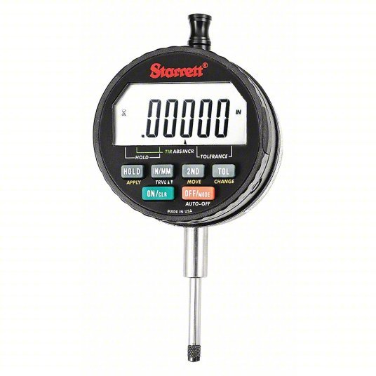 Starrett F2730IQ Digital Indicator 0 in to 1 in Range, IP54, ±0.0001 in/±0.002 mm Accuracy, Flat Back - KVM Tools Inc.KV53VE12