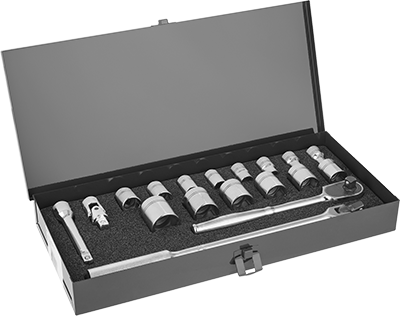 McMaster 5573A18 1/2" Square Drive Socket Set 6 - Point, 18 Pieces - KVM Tools Inc.KV5573A18