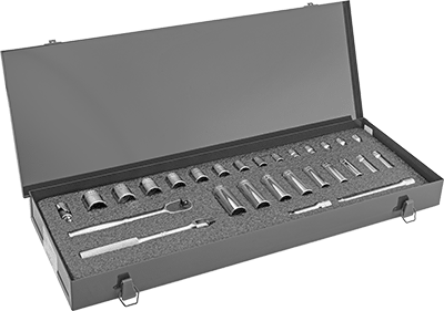 McMaster 7874N106 12 - Point Socket Set with Drive Tool, 3/8" Square Drive, 34 Pieces - KVM Tools Inc.KV7874N106
