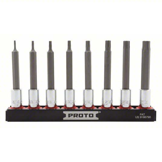 Proto J7440R8MM Socket Bit Set 1/4 in Drive Size, 10 Pieces, 1.5 mm to 7 mm Range of Tip Sizes, Metric - KVM Tools Inc.KV56JR97