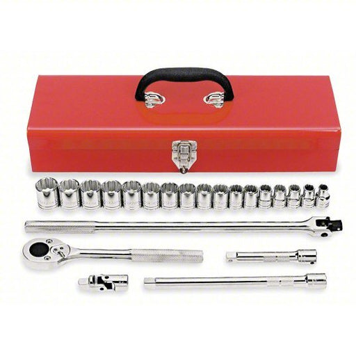 Proto J54210A Socket Wrench Set 1/2 in Drive Size, 22 Pieces, 10 mm to 26 mm Socket Size Range, Chrome - KVM Tools Inc.KV5C903