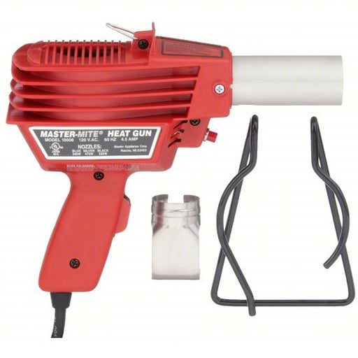 Master Appliance 10008 Heat Gun Kit Pistol-Grip, 120V AC, Three-Prong, 650°F to 650°F, 3.8 cfm Air Volume - KVM Tools Inc.KV5HC24