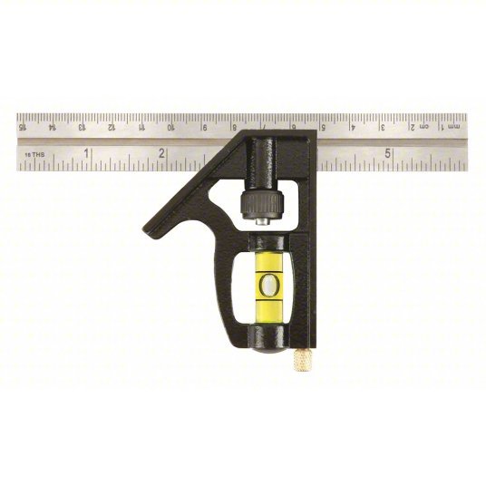 Johnson 406EM Combination Square Inch/Metric, Stainless Steel, 3 1/2 in, 6 in x 0.85 in, Cast Zinc - KVM Tools Inc.KV5LC23