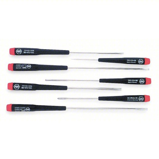 Wiha 26092 Precision Screwdriver Set 7 Pieces, Phillips/Slotted Tip, 1/8 in/3/32 in/5/32 in Tip Size - KVM Tools Inc.KV5LW55