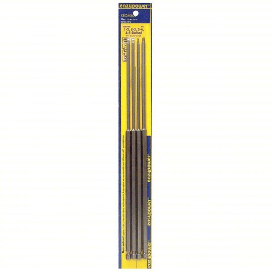 Isomax 88499 Slotted Bit Set, 4 No. of Pieces, 1/4 in Hex Shank Size, Steel - KVM Tools Inc.KV5UFZ7
