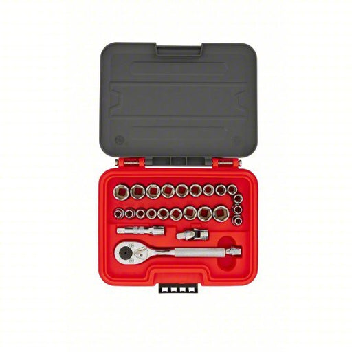 Proto J52325S Socket Set 3/8 in Drive Size, 25 Pieces, 5/16 in to 3/4 in, 8 mm to 18 mm Socket Size Range - KVM Tools Inc.KV60ML02