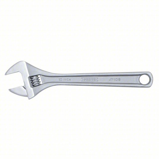 Proto J710B Adjustable Wrench Alloy Steel, Chrome, 10 1/8 in Overall Lg, 1 3/8 in Jaw Capacity, Ergonomic - KVM Tools Inc.KV61TH67