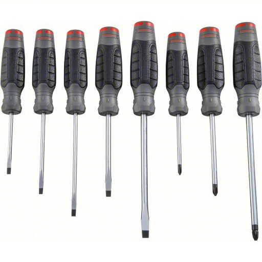 Proto J1208SCF Screwdriver Sets 8 Pieces, Cabinet/Keystone/Phillips Tip, Cushion Grip - KVM Tools Inc.KV61XK43
