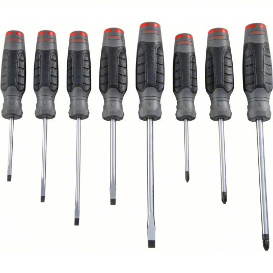 Proto J1208SCF Screwdriver Sets 8 Pieces, Cabinet/Keystone/Phillips Tip, Cushion Grip - KVM Tools Inc.KV61XK43